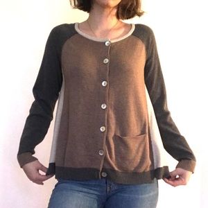 Beige Color Block Cardigan